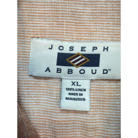 Joseph Abboud Mens Short Sleeve Linen Button Up Shirt Size Orange Casual Relaxed - Picture 2 of 11